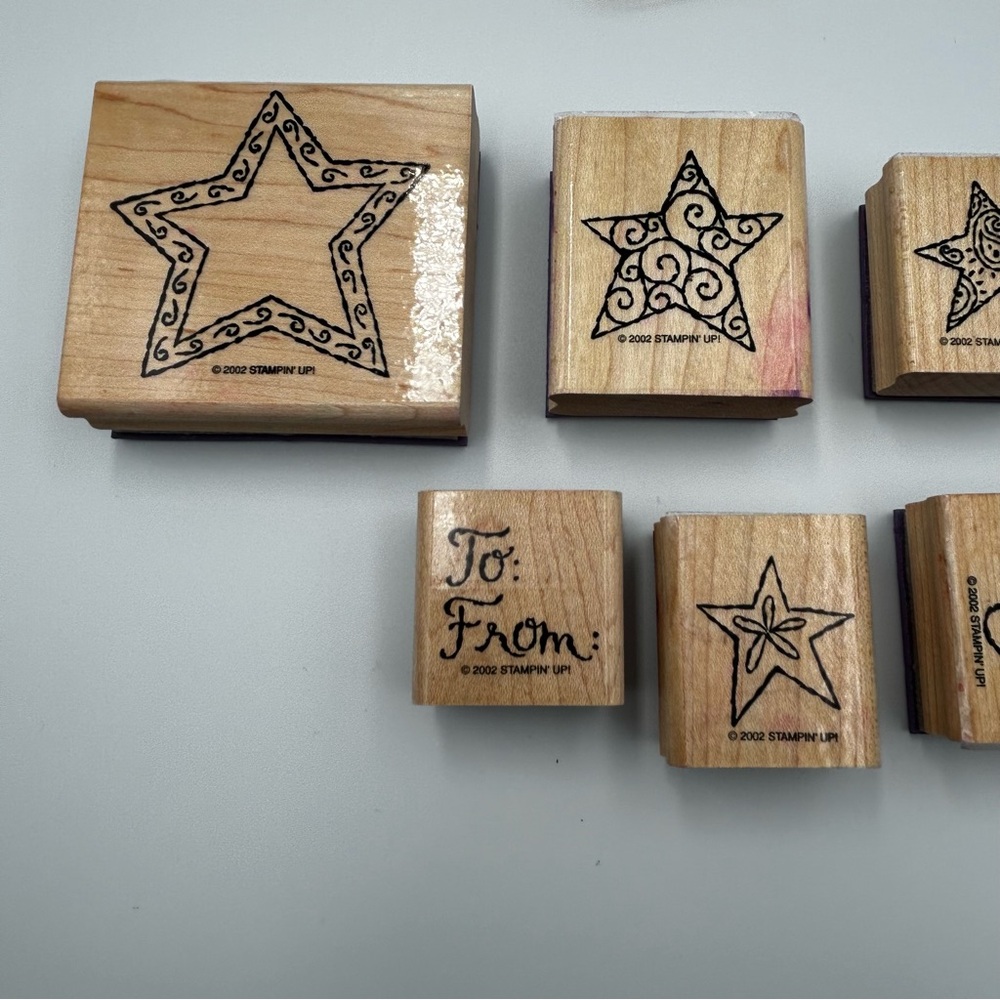 Stampin' Up! Holiday Mounted Rubber Stamp Sets Tree Trimmings Stars To: From: - Picture 10 of 12